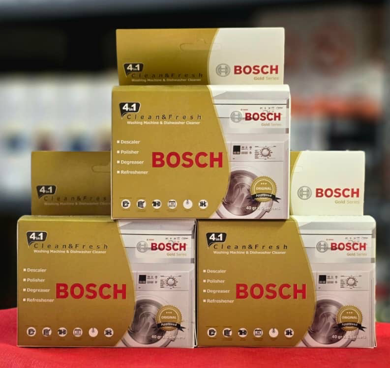 پودر جرم گیر ماشین لباسشویی و ظرفشویی بوش Bosch مدل GOLD بسته 5 عددی