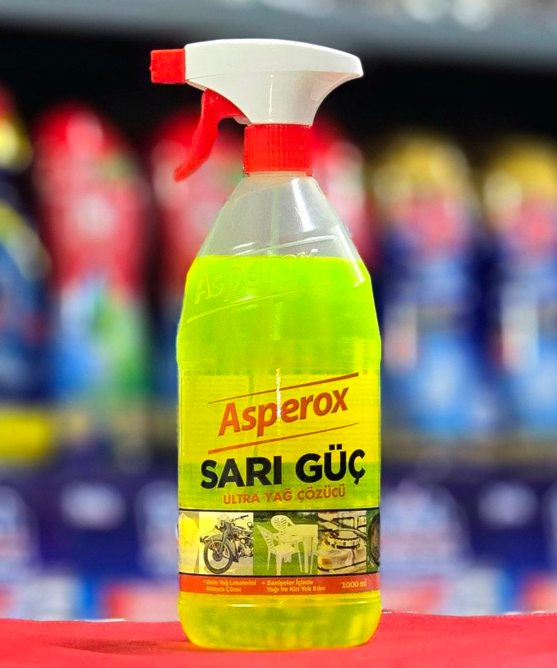اسپری پاک‌کننده چندمنظوره فوق‌العاده قوی لکه و چربی اسپروکس زرد 1 لیتری Asperox Sari Guc